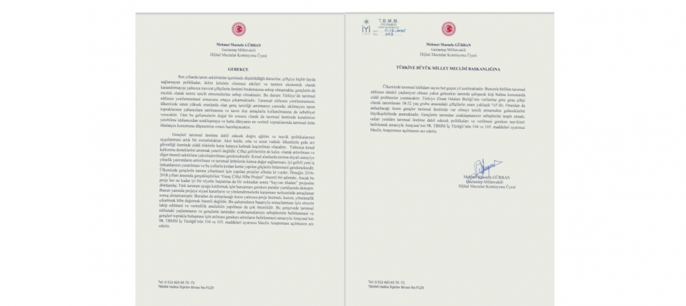 GÜRBAN’IN TARIM ÖNERGESİ AK PARTİ VE MHP..